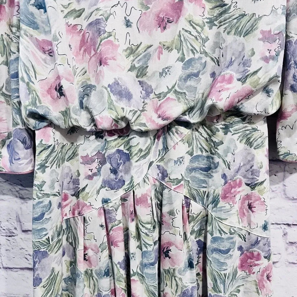 Lisa‎ II Vintage Floral Print Dress Cottage Core Long Sleeve Maxi Dress - Picture 6 of 11